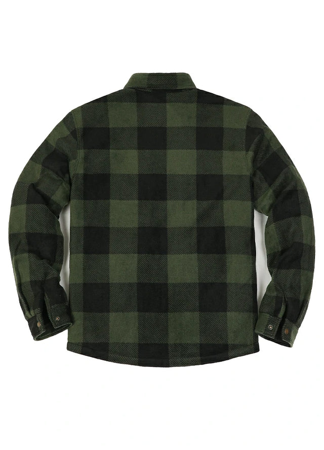 Men's Quilted Lined Snap Button Shirt Jacket