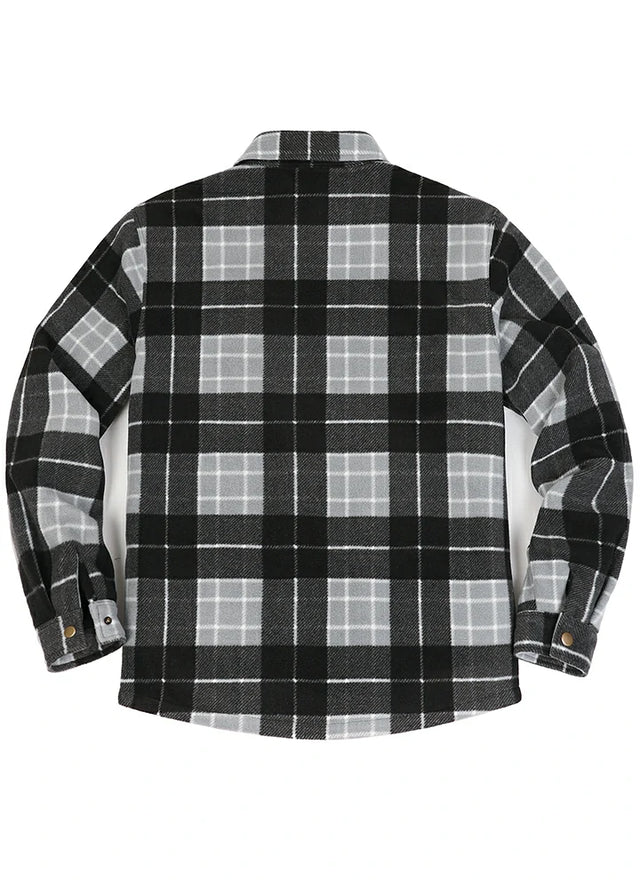 Men's Quilted Lined Snap Button Shirt Jacket