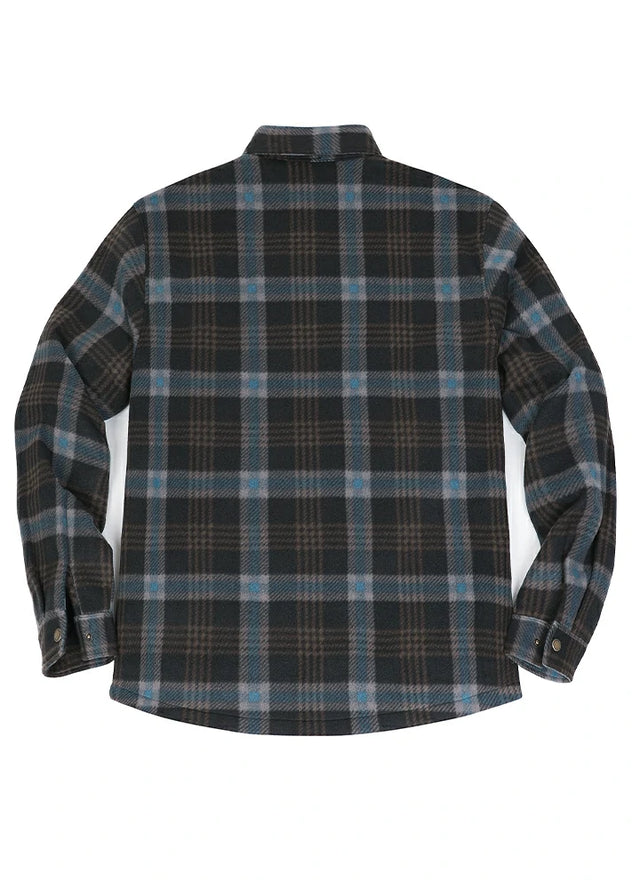 Men's Quilted Lined Snap Button Shirt Jacket