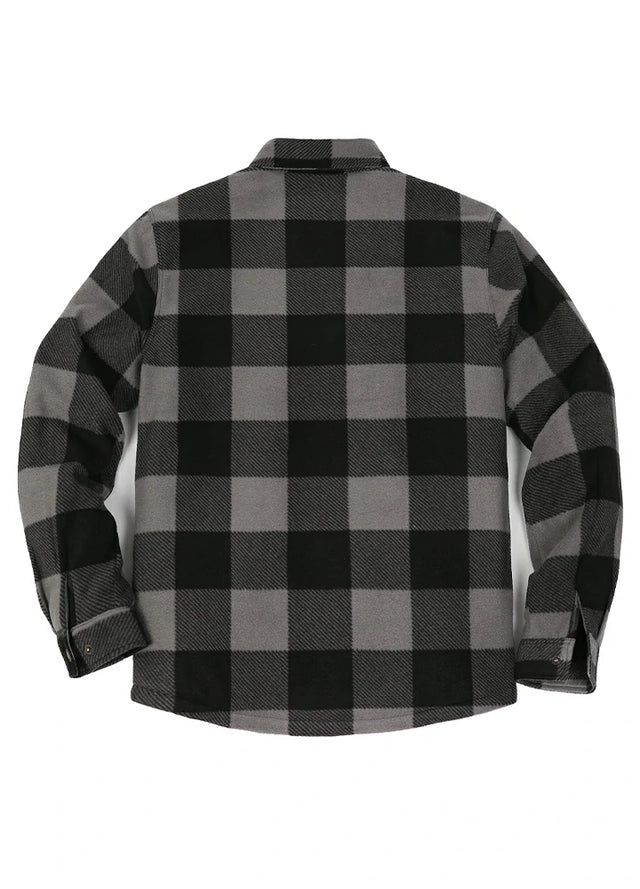 Men's Quilted Lined Snap Button Shirt Jacket