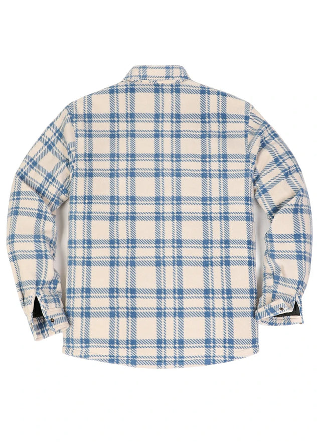 Men's Quilted Lined Snap Button Shirt Jacket