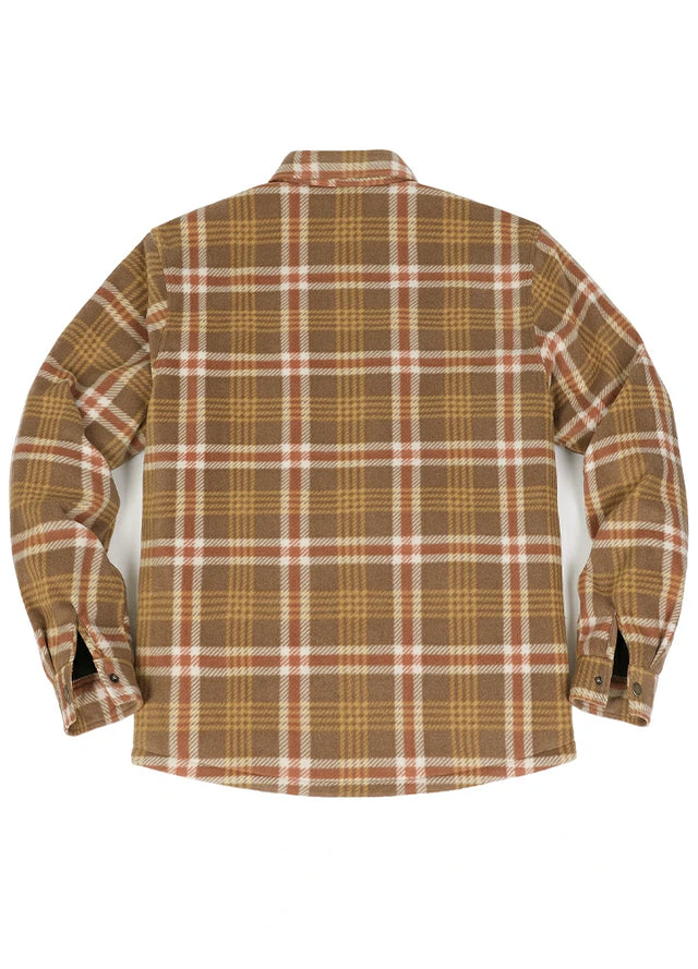 Men's Quilted Lined Snap Button Shirt Jacket