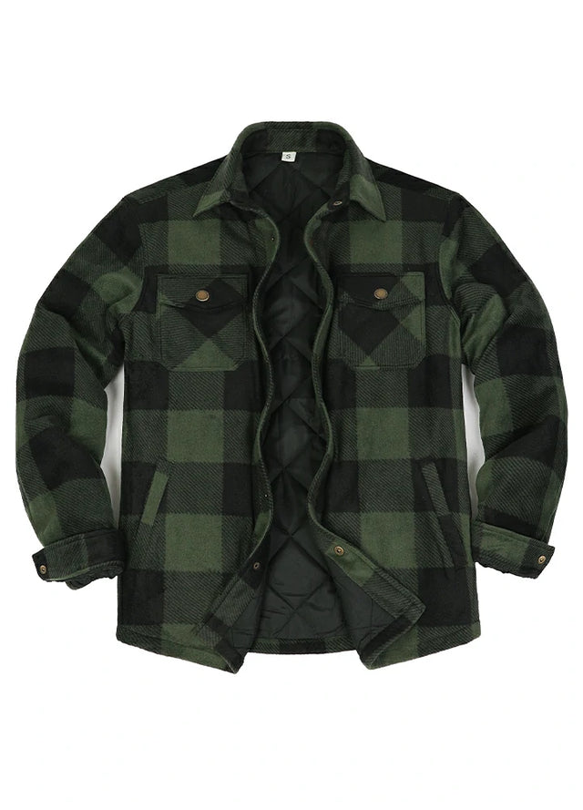 Men's Quilted Lined Snap Button Shirt Jacket