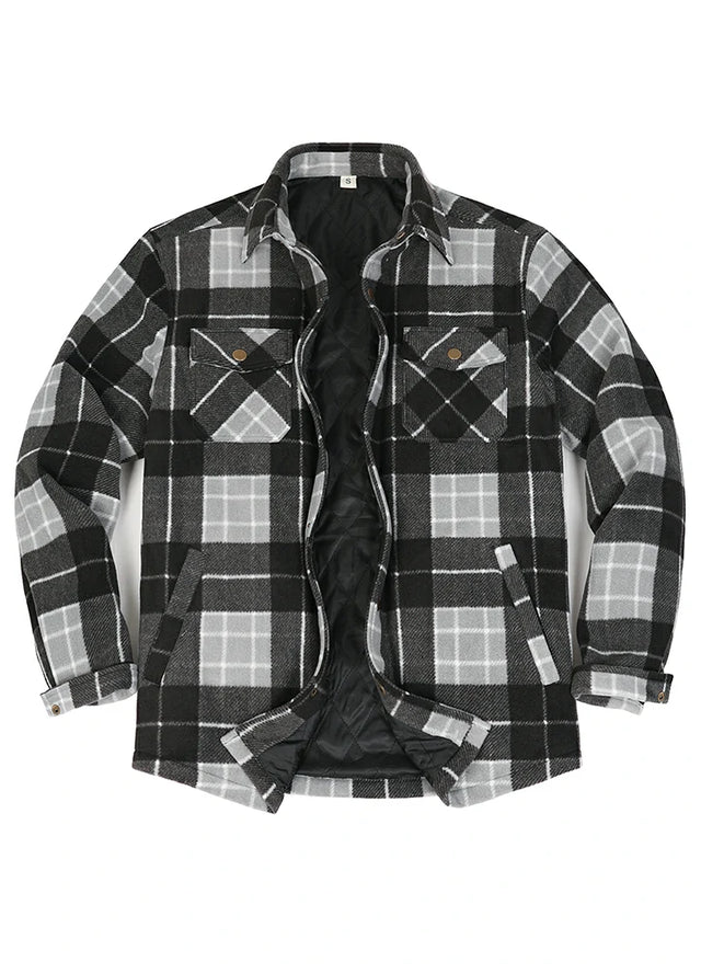 Men's Quilted Lined Snap Button Shirt Jacket