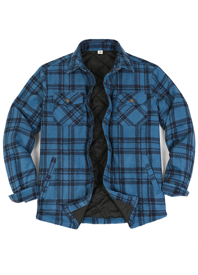 Men's Quilted Lined Snap Button Shirt Jacket