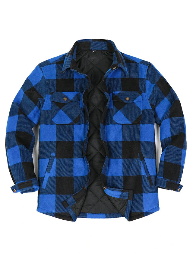 Men's Quilted Lined Snap Button Shirt Jacket