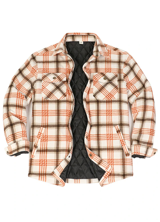 Men's Quilted Lined Snap Button Shirt Jacket