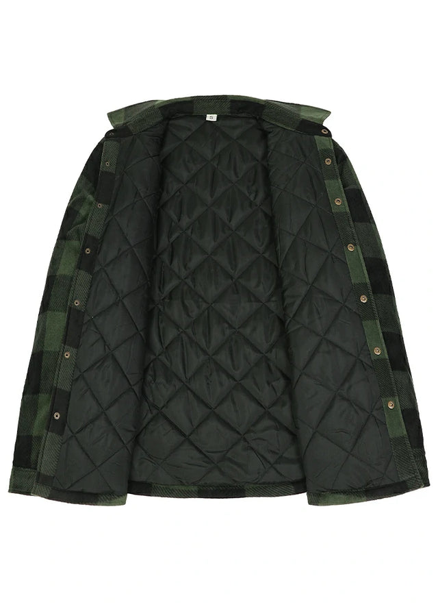 Men's Quilted Lined Snap Button Shirt Jacket