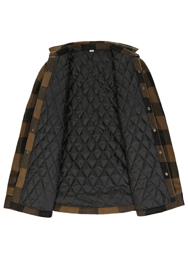 Men's Quilted Lined Snap Button Shirt Jacket