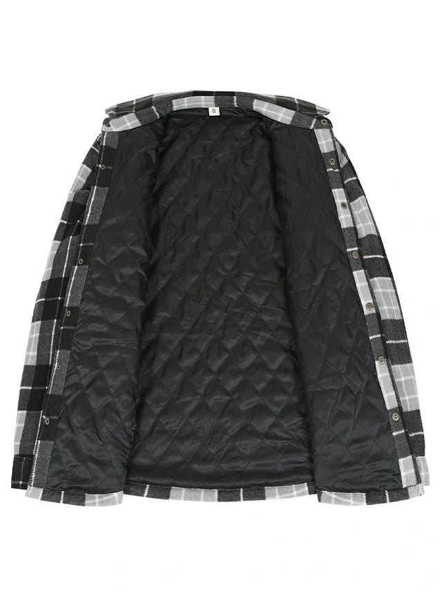 Men's Quilted Lined Snap Button Shirt Jacket