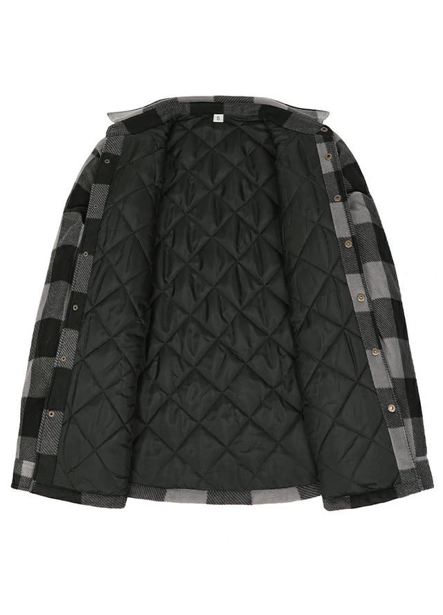 Men's Quilted Lined Snap Button Shirt Jacket