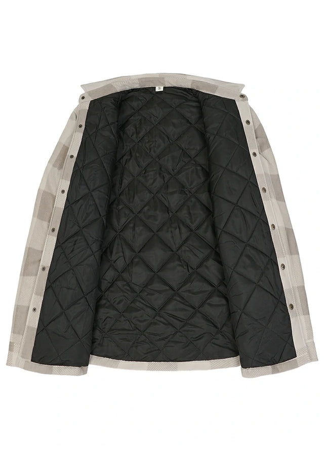 Men's Quilted Lined Snap Button Shirt Jacket