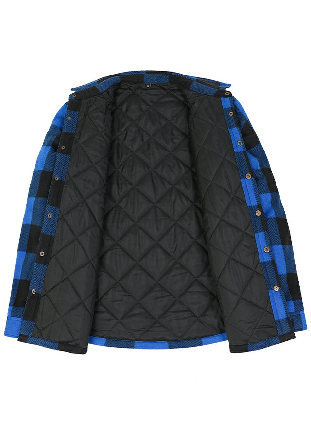 Men's Quilted Lined Snap Button Shirt Jacket