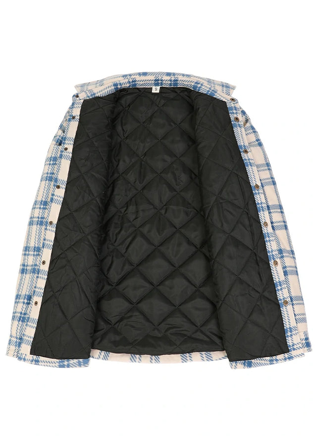 Men's Quilted Lined Snap Button Shirt Jacket