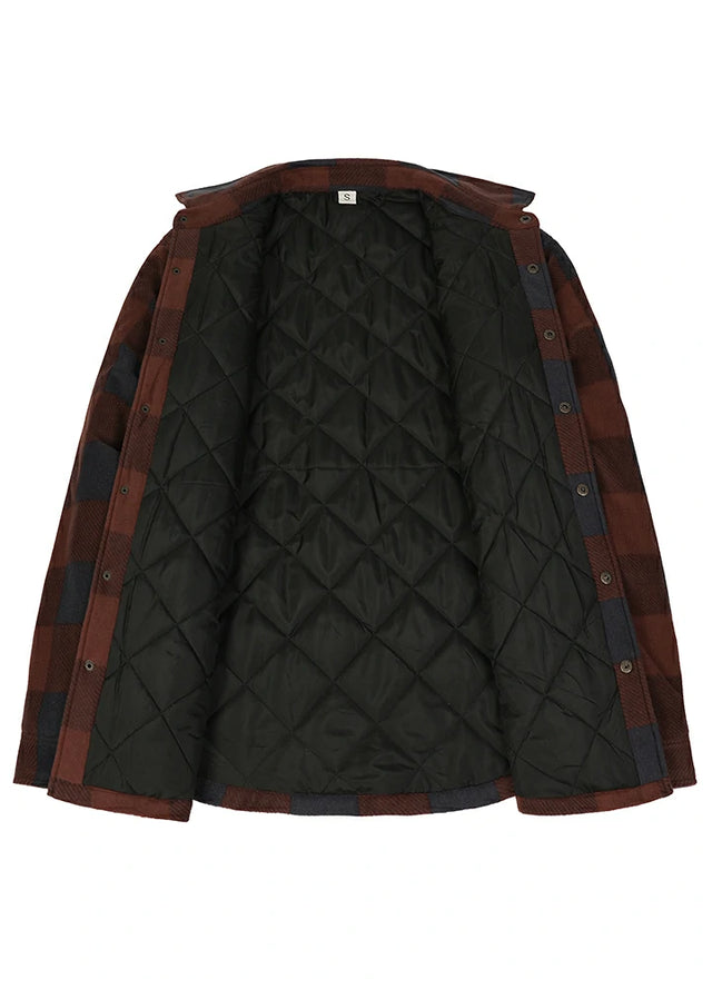Men's Quilted Lined Snap Button Shirt Jacket