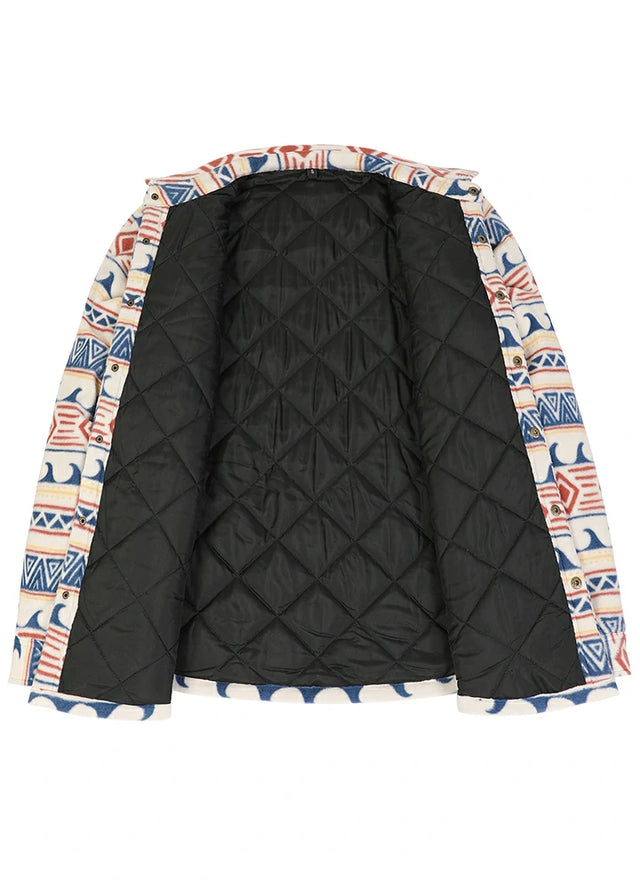 Men's Quilted Lined Snap Button Shirt Jacket