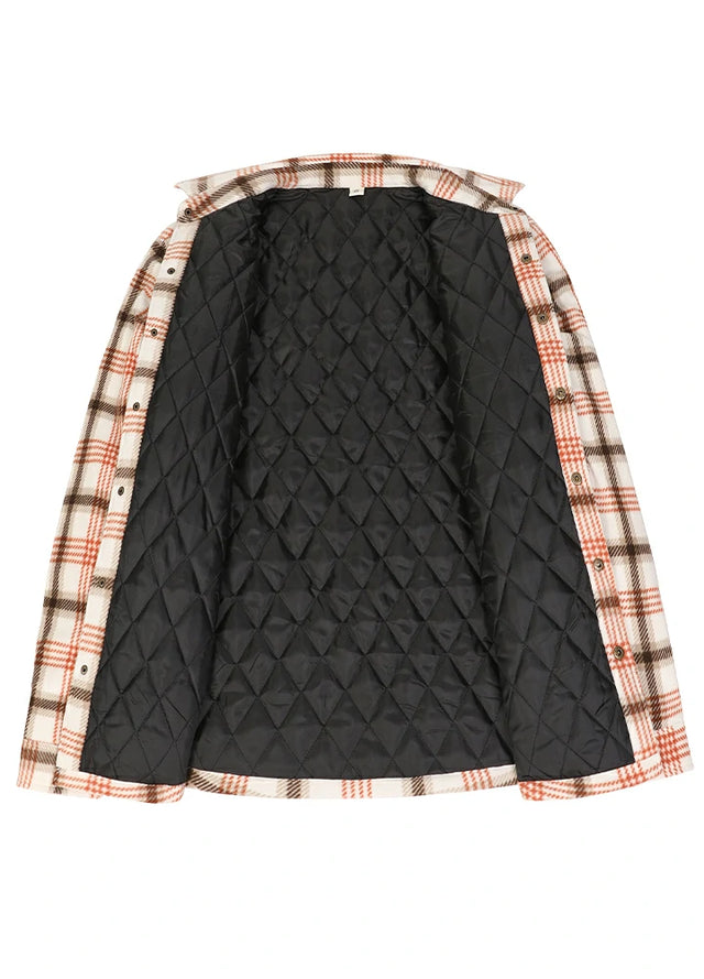 Men's Quilted Lined Snap Button Shirt Jacket