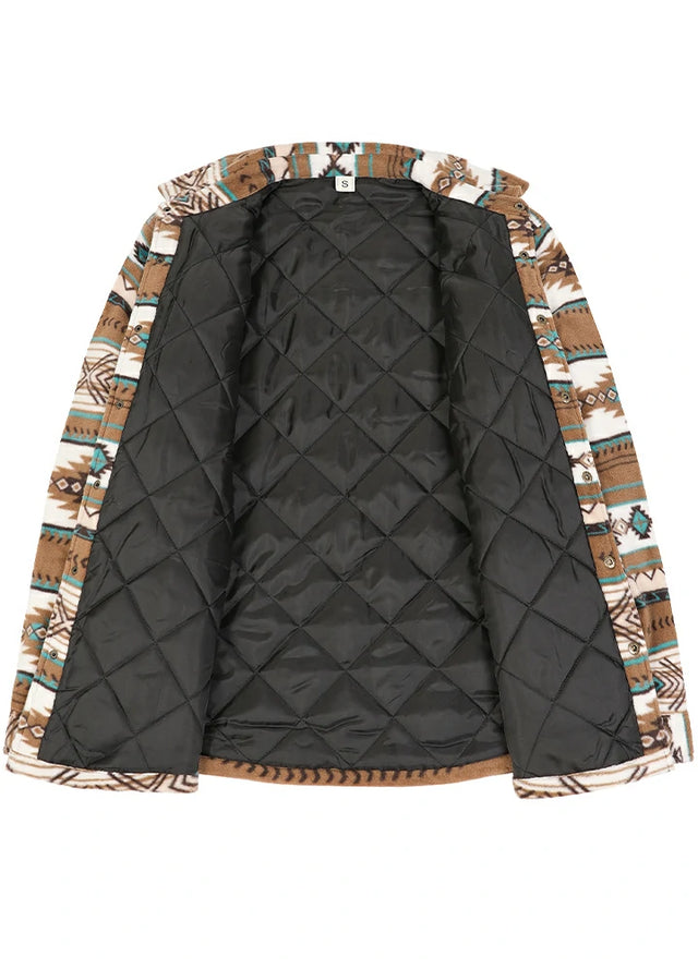 Men's Quilted Lined Snap Button Shirt Jacket