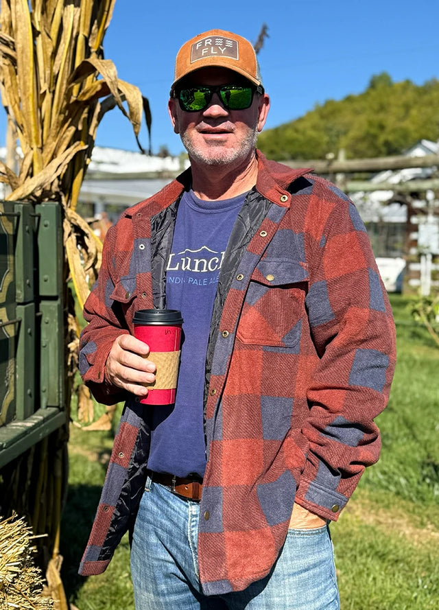 Men's Quilted Lined Snap Button Shirt Jacket