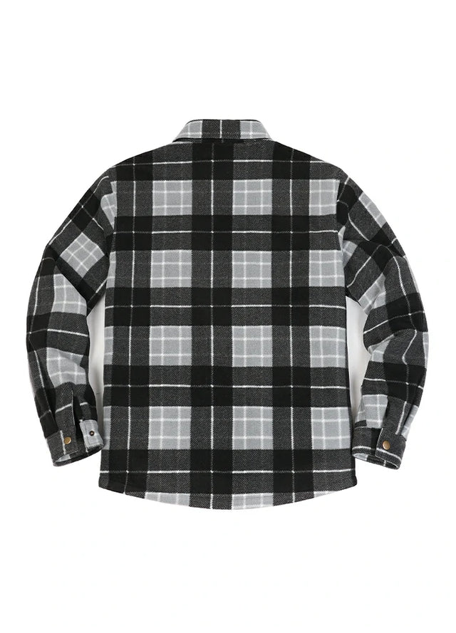 Kids Warm Quilted Lined Snap Button Shirt Jacket