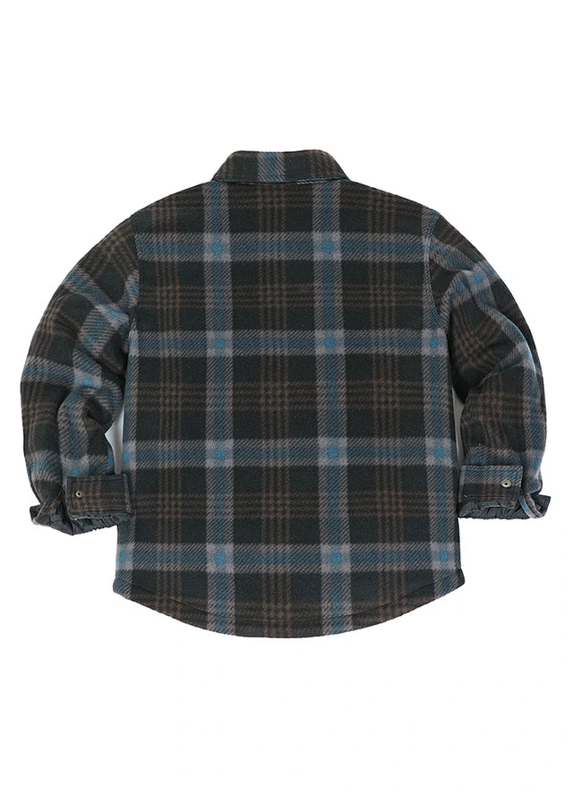 Kids Warm Quilted Lined Snap Button Shirt Jacket