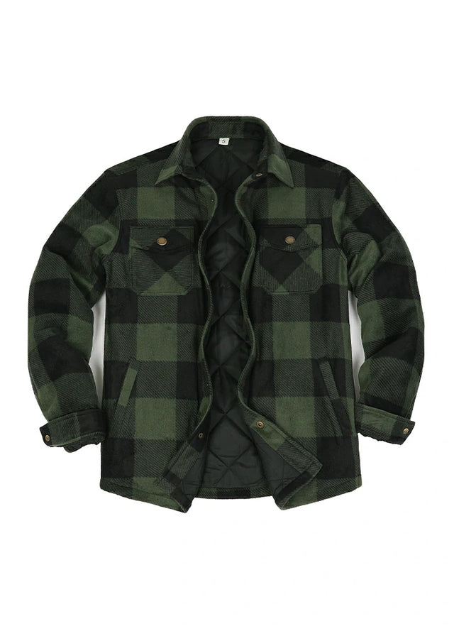 Kids Warm Quilted Lined Snap Button Shirt Jacket