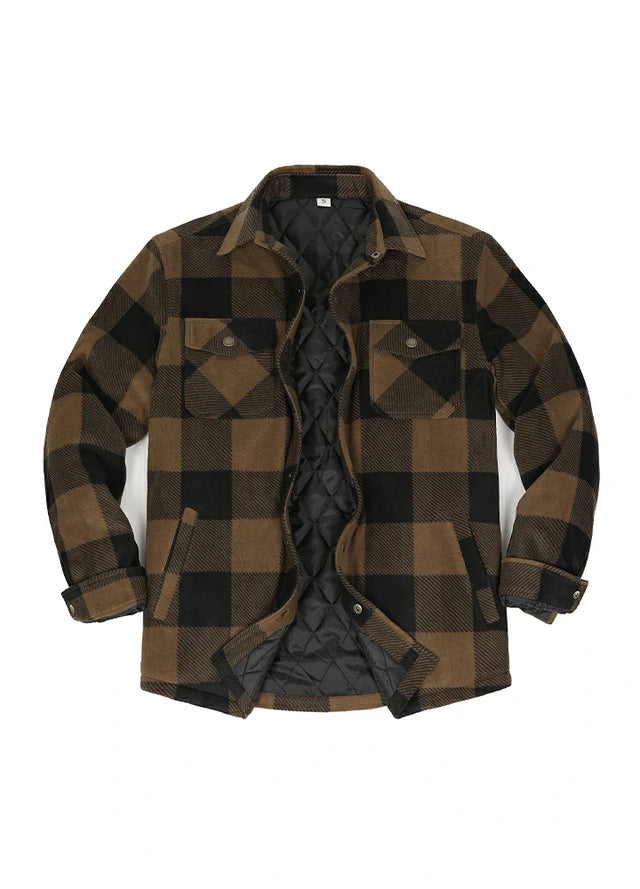 Kids Warm Quilted Lined Snap Button Shirt Jacket