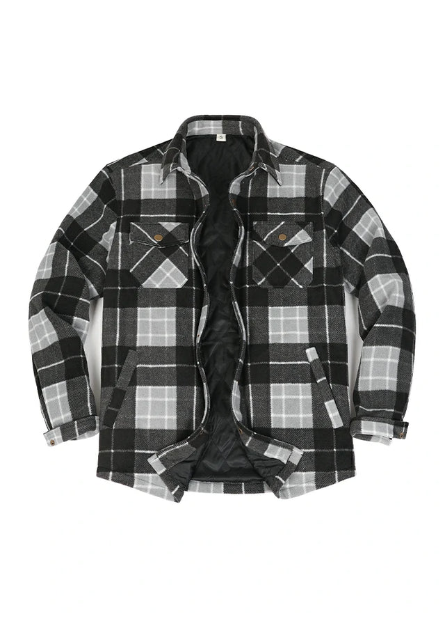 Kids Warm Quilted Lined Snap Button Shirt Jacket