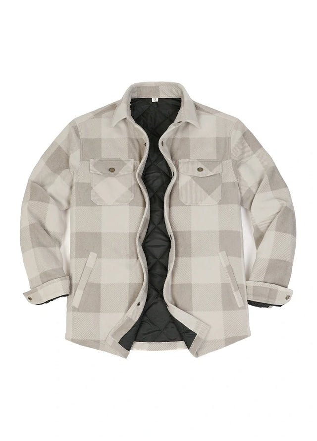 Kids Warm Quilted Lined Snap Button Shirt Jacket