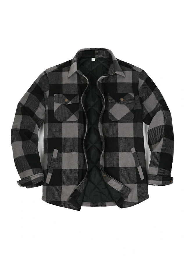 Kids Warm Quilted Lined Snap Button Shirt Jacket