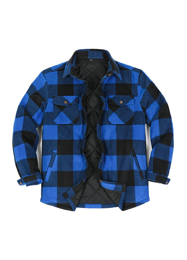 Kids Warm Quilted Lined Snap Button Shirt Jacket