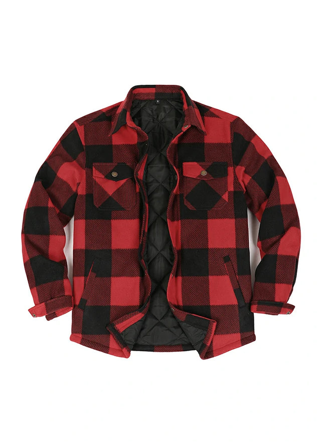 Kids Warm Quilted Lined Snap Button Shirt Jacket