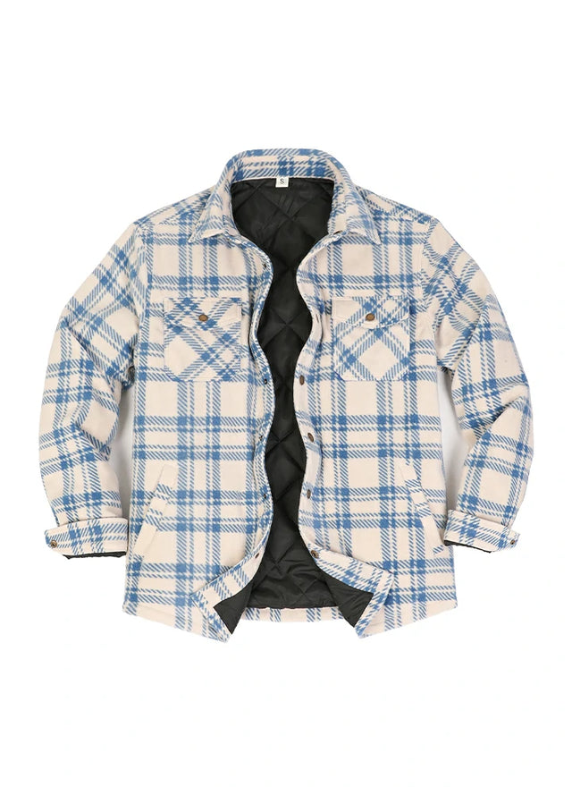 Kids Warm Quilted Lined Snap Button Shirt Jacket