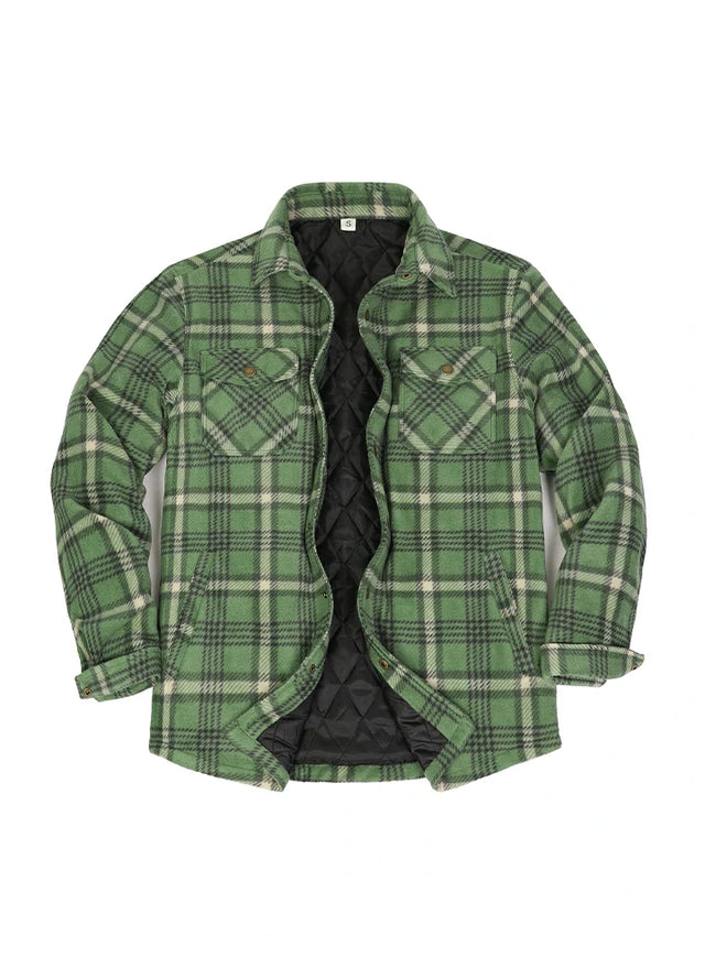 Kids Warm Quilted Lined Snap Button Shirt Jacket