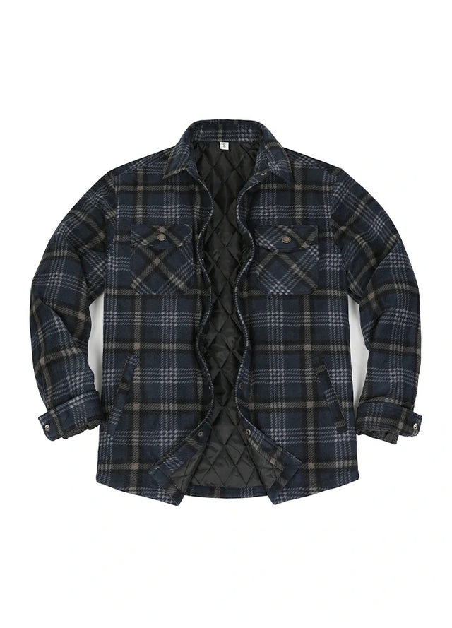 Kids Warm Quilted Lined Snap Button Shirt Jacket