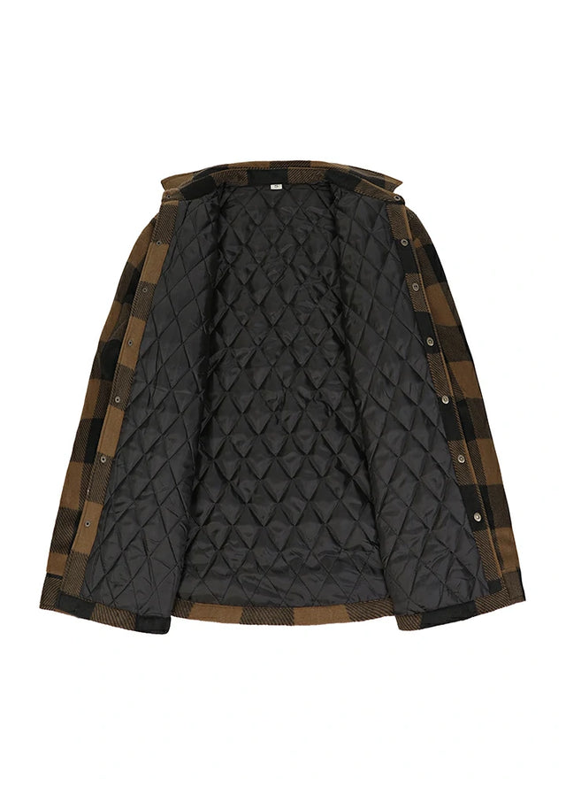 Kids Warm Quilted Lined Snap Button Shirt Jacket