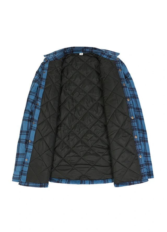 Kids Warm Quilted Lined Snap Button Shirt Jacket