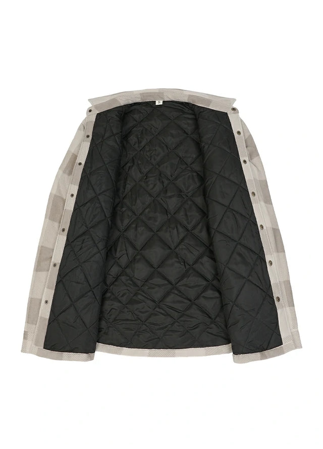 Kids Warm Quilted Lined Snap Button Shirt Jacket