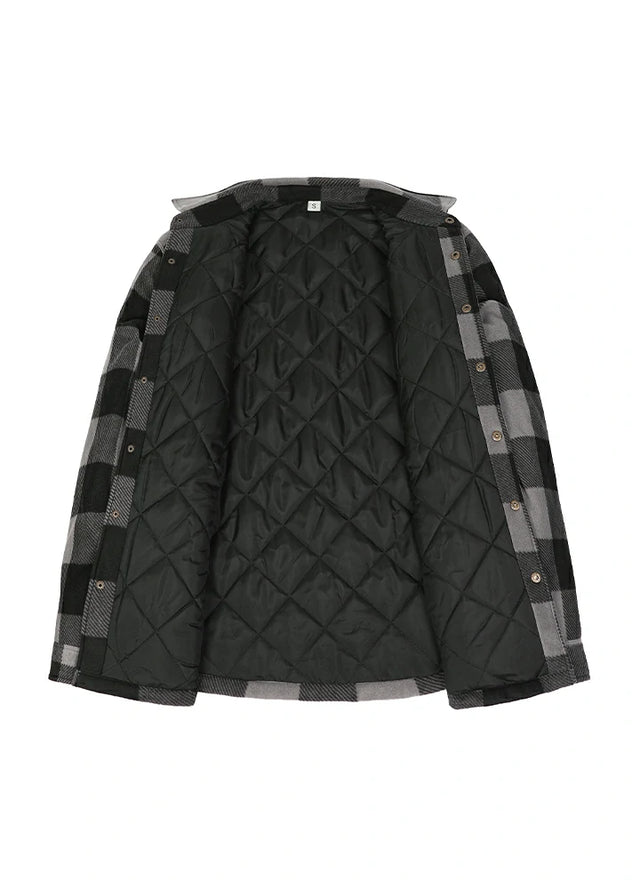 Kids Warm Quilted Lined Snap Button Shirt Jacket