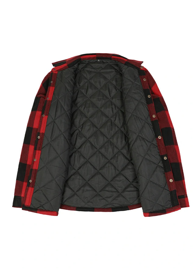 Kids Warm Quilted Lined Snap Button Shirt Jacket