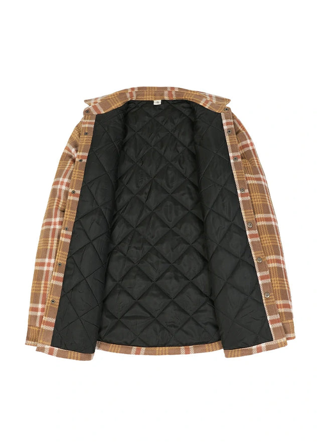 Kids Warm Quilted Lined Snap Button Shirt Jacket