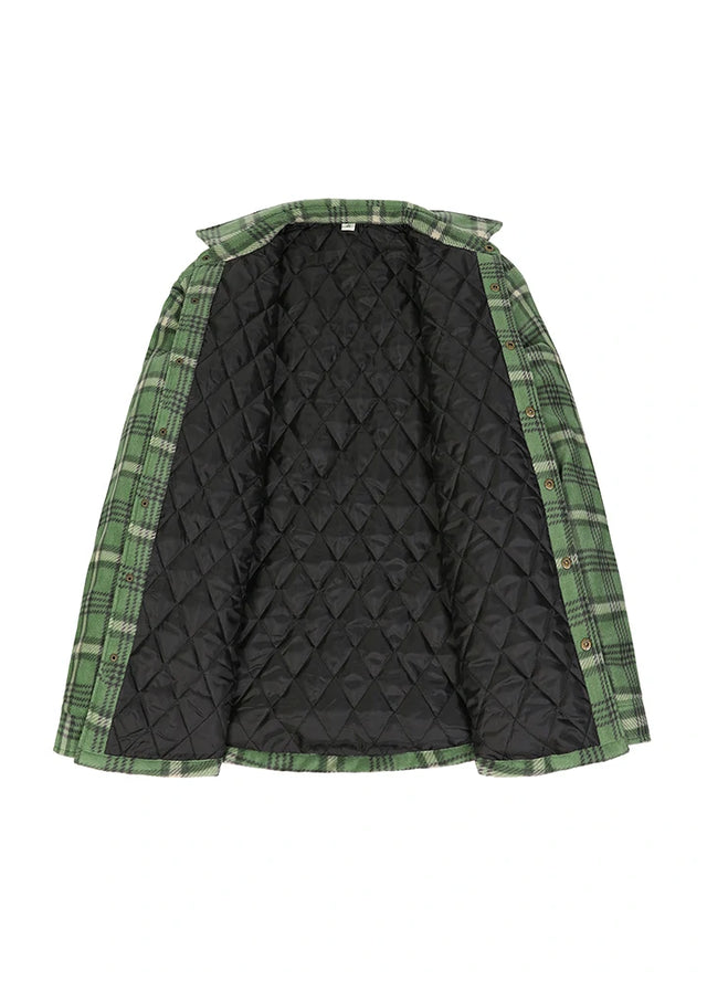 Kids Warm Quilted Lined Snap Button Shirt Jacket