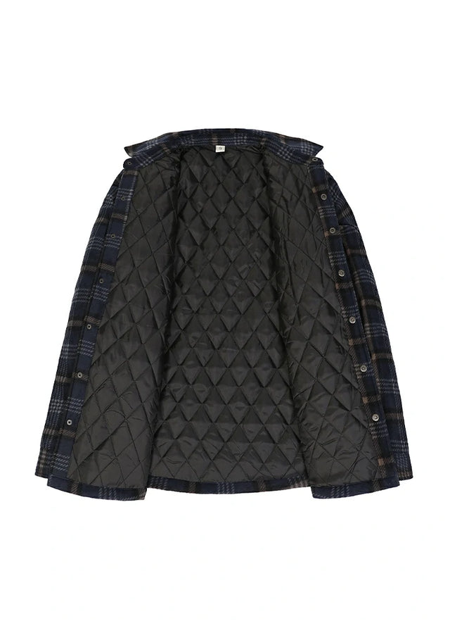 Kids Warm Quilted Lined Snap Button Shirt Jacket