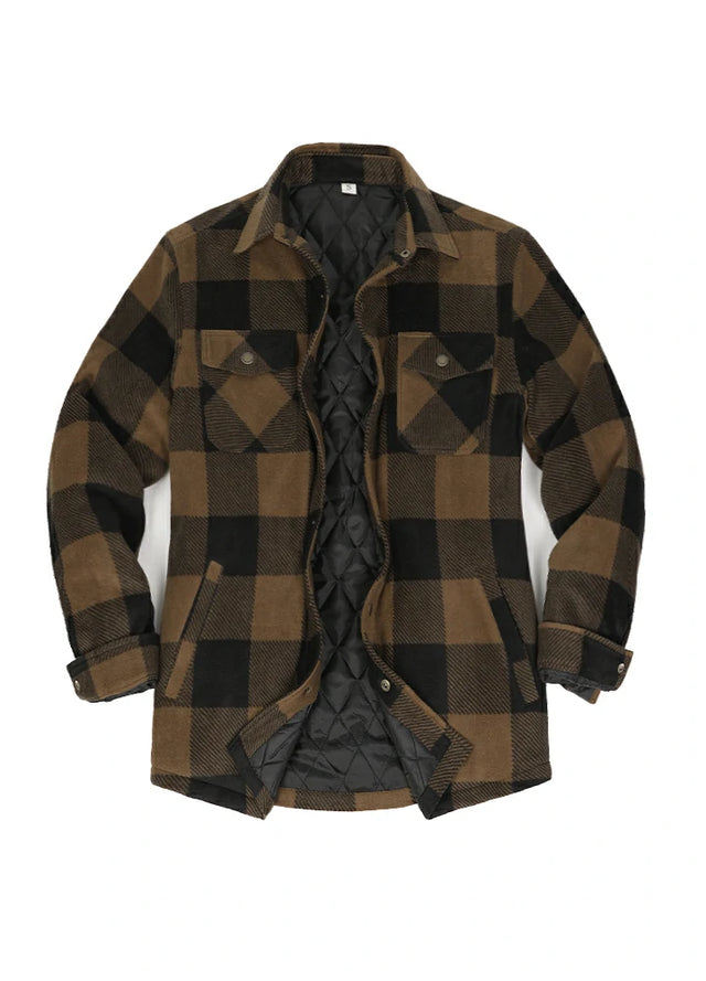 Women's Quilted Lined Snap Button Shirt Jacket