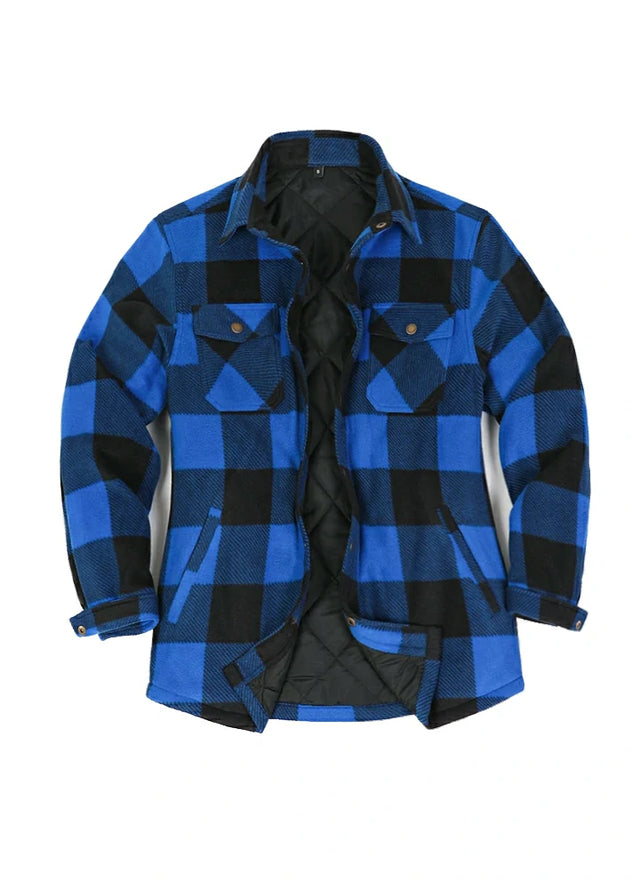 Women's Quilted Lined Snap Button Shirt Jacket