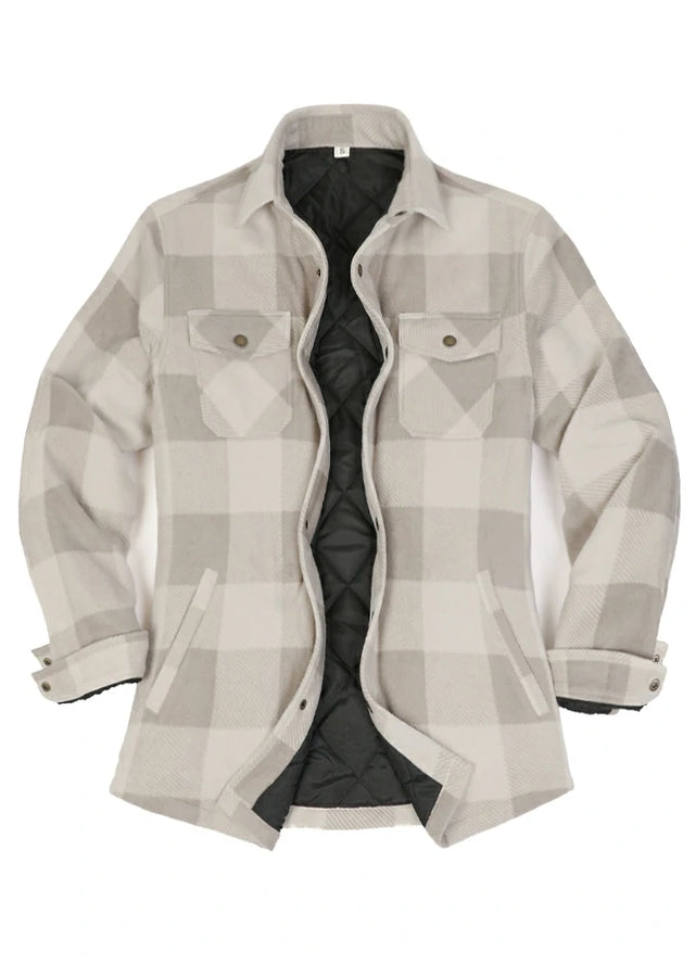 Women's Quilted Lined Snap Button Shirt Jacket