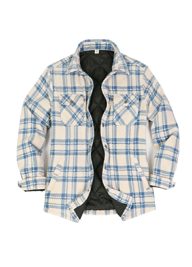 Women's Quilted Lined Snap Button Shirt Jacket