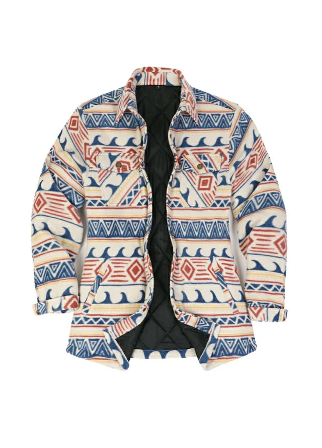 Women's Quilted Lined Snap Button Shirt Jacket