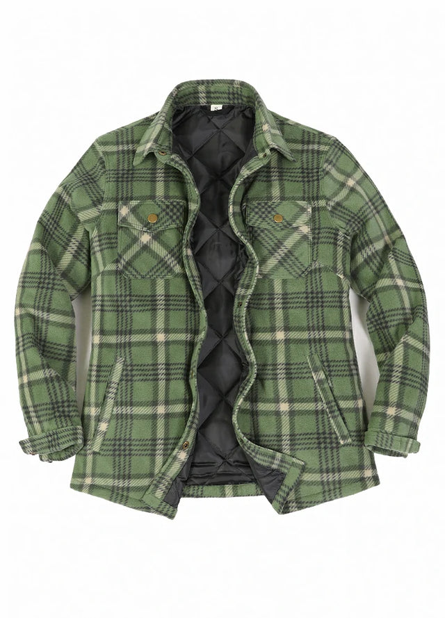 Women's Quilted Lined Snap Button Shirt Jacket