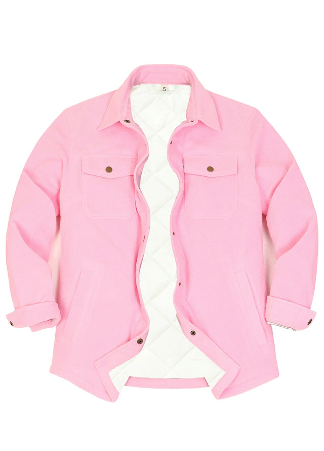 Women's Quilted Lined Snap Button Shirt Jacket